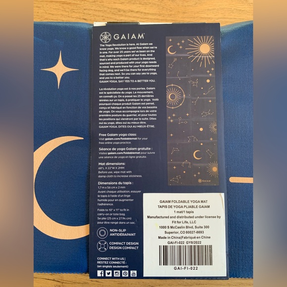 Gaiam‎ Yoga Mat Pliable Compact Celestial Blue NWT - Picture 3 of 3